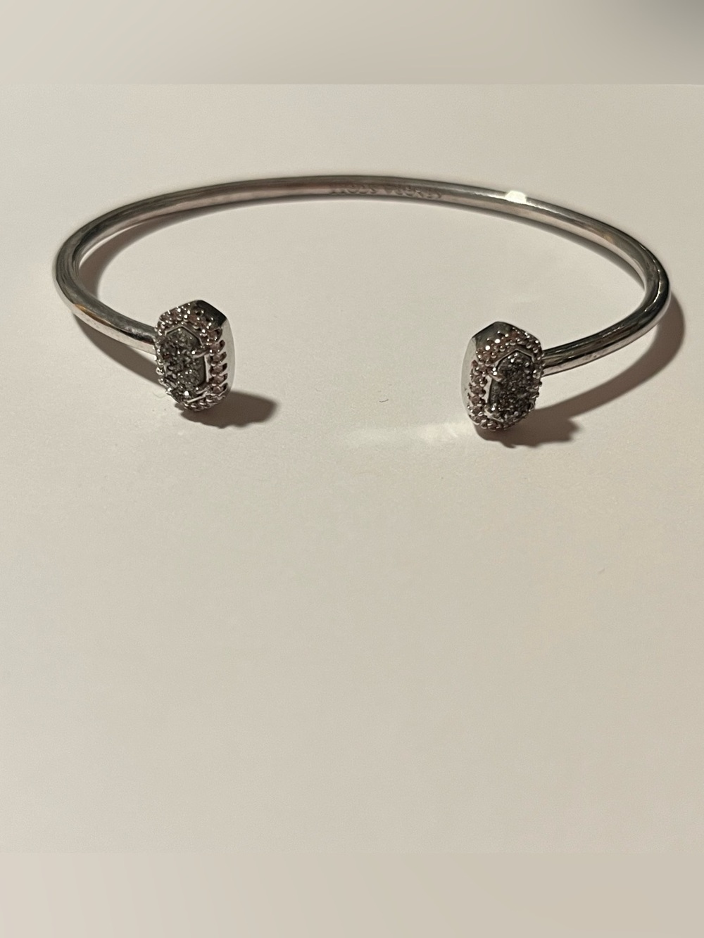Kendra Scott Silver Open Cuff with Silver Druzy Ends